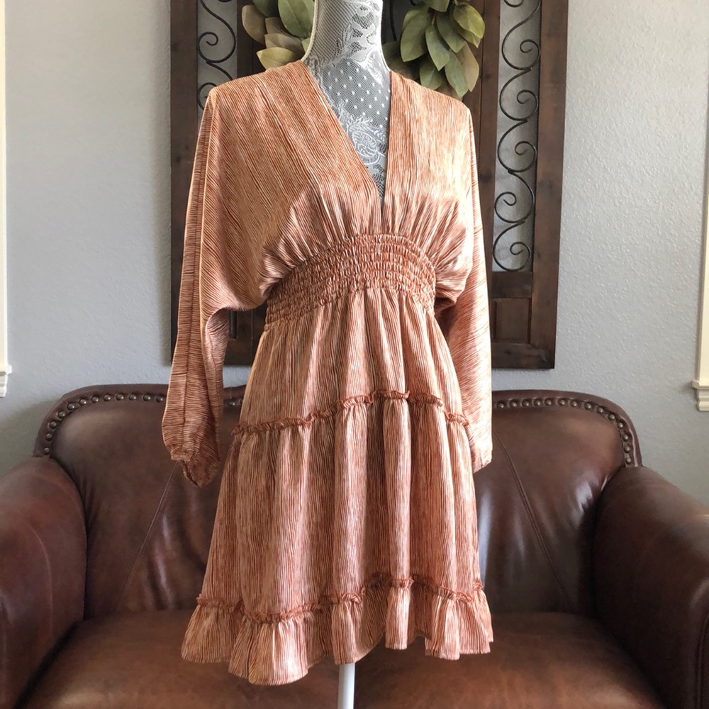 Moon River cream and orange, striped dress